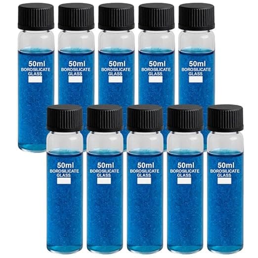 OCTA 50ml Pack of 10 Borosilicate Glass Flat Bottm Vial
