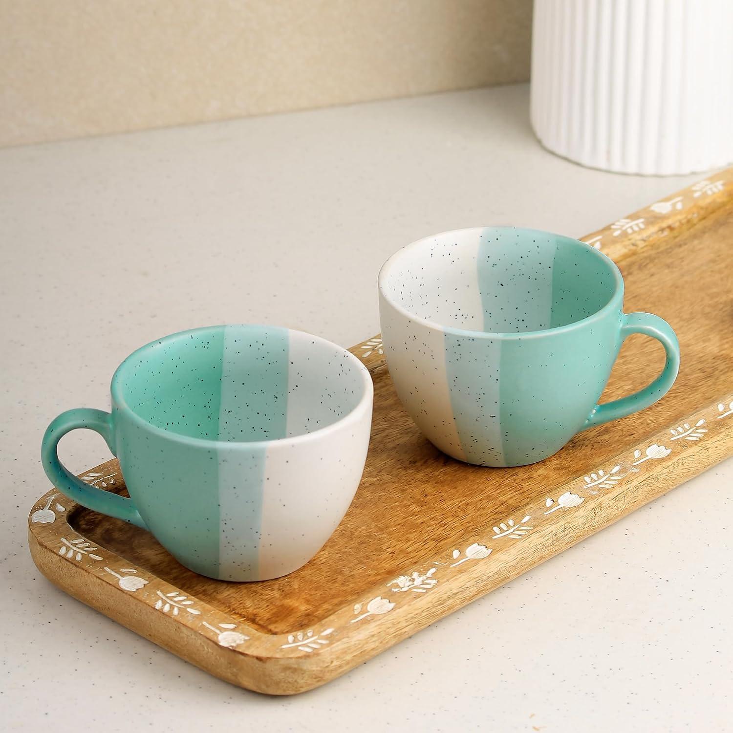 The Earth Store TT Green Ceramic Cappuccino Coffee Cup Set of 2